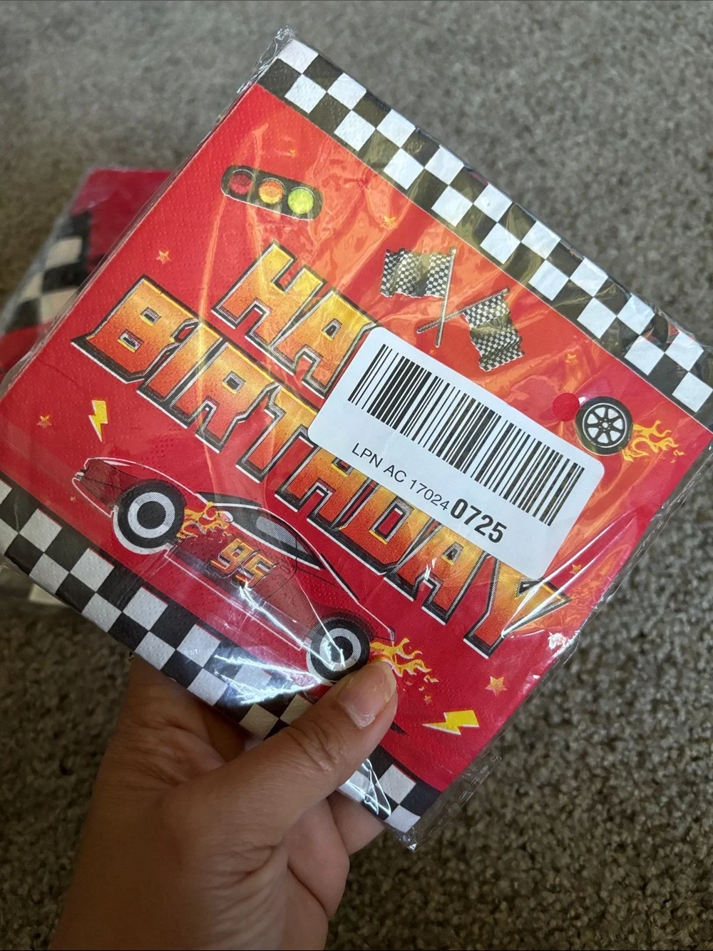 Racing Theme Happy Birthday 3 table cloth and Napkins - Red